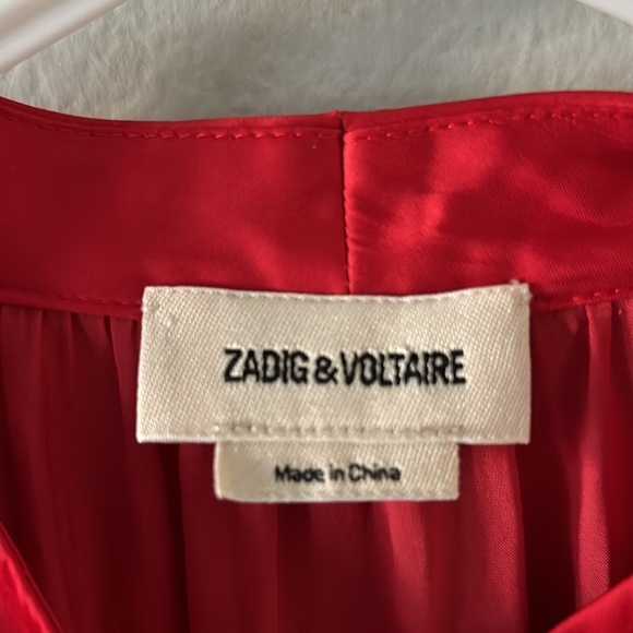 Zadig & Voltaire Tygg Button-Front Satin Blouse in Red - Picture 4 of 5